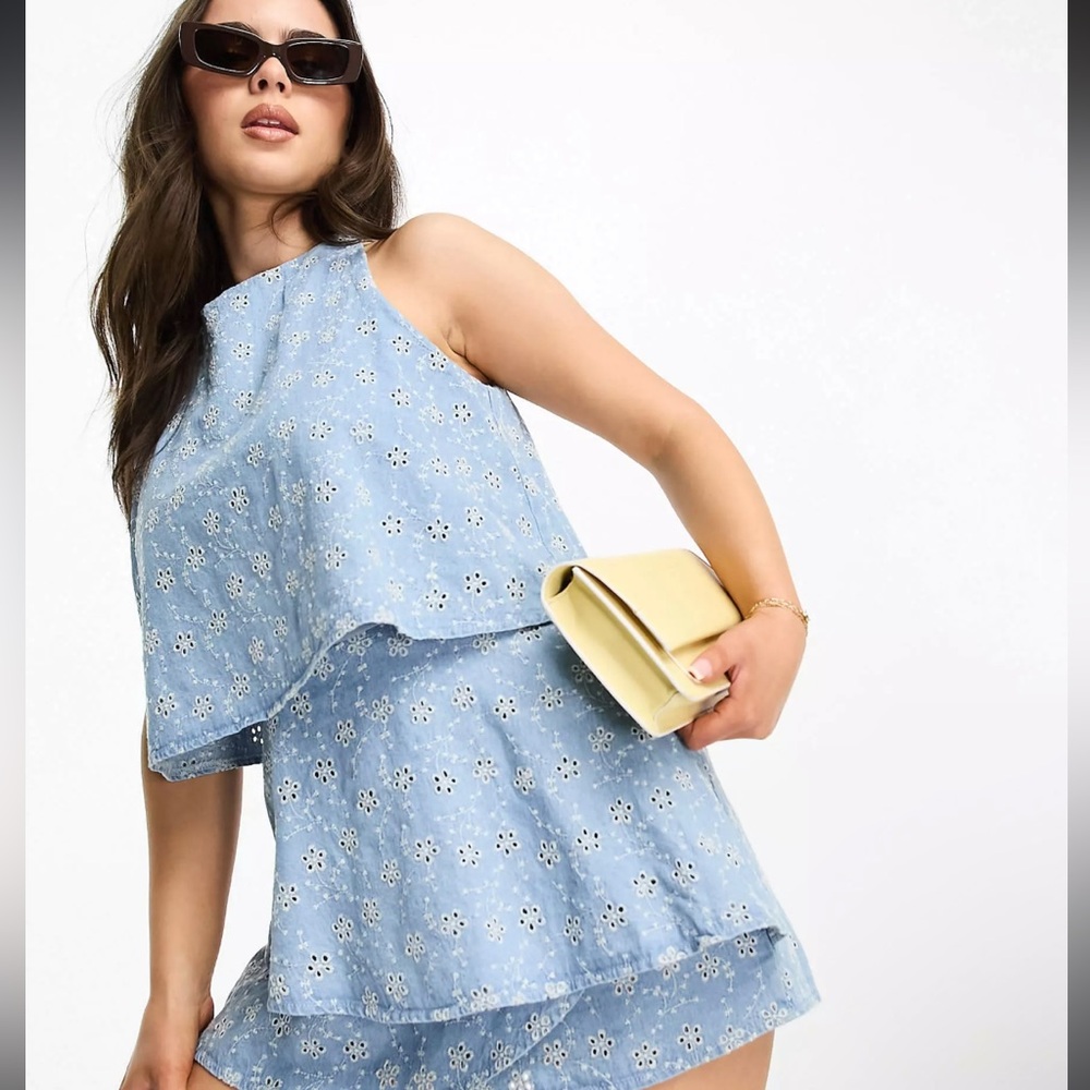 EUC RIVER ISLAND DENIM EYELET ROMPER